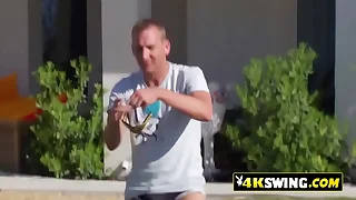 Kinky outdoor sex games not far from a horny score for amateur swinger couples&period;